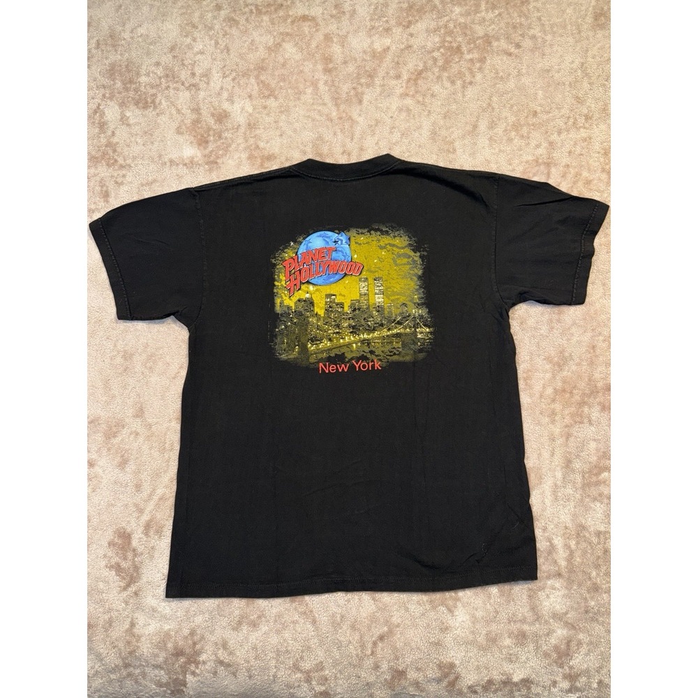 Vintage Planet Hollywood New York T Shirt Black Skyline Graphic Adult Size Large